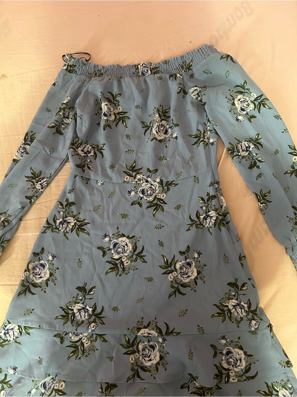 Off-Shoulder Blue Floral Dress for ages 13 - 16 yo
